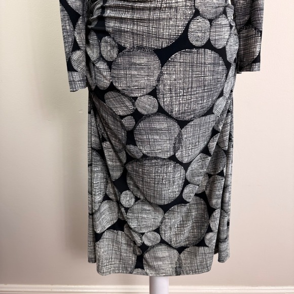 KamaliKulture Norma Kamali Black White Abstract Circle Ruched Midi Dress XL - Picture 11 of 12